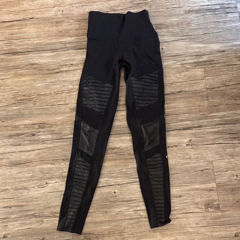 ALO Yoga Black Moto-Panel Leggings